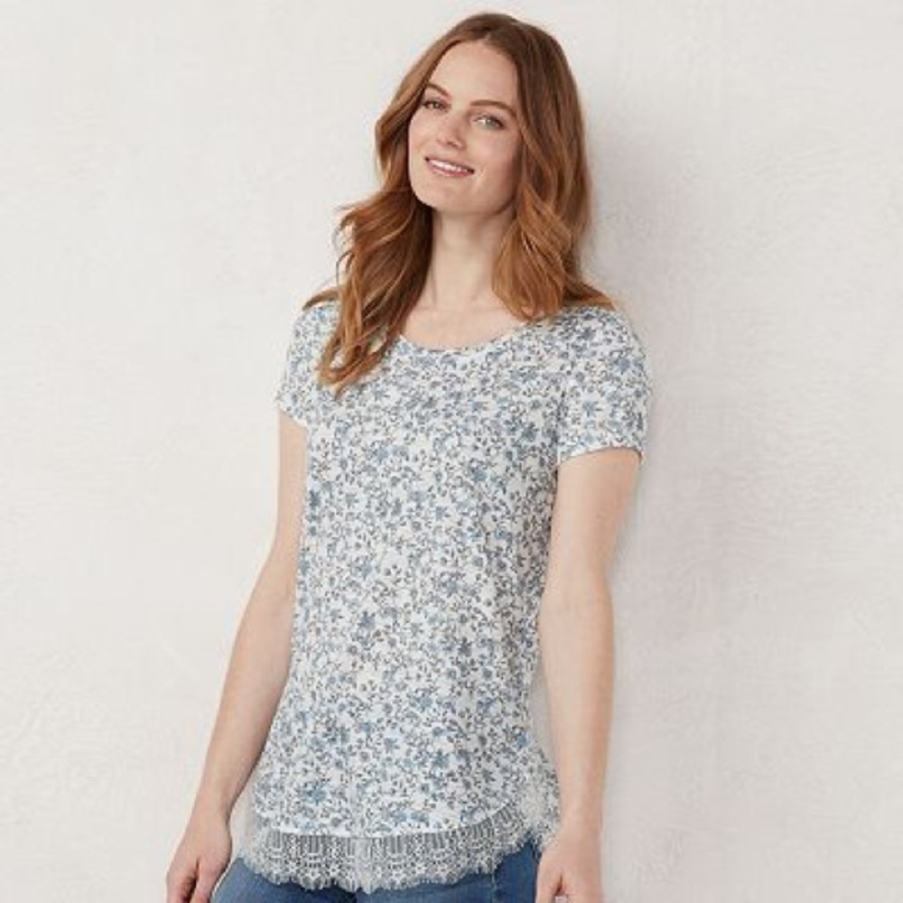 LC Lauren Conrad Bow Back Shirttail Tunic - Picture 1 of 5